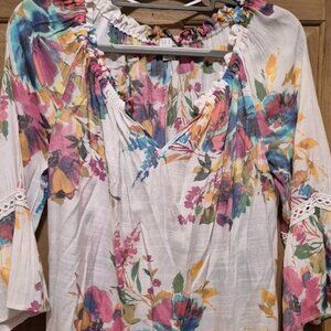 Spense Floral Blouse size Medium with 3/4 Empire Sleeves